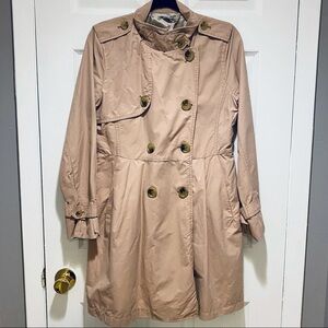 Gap Pink Dusty Rose Pink Double Breasted Trench Coat Size Small -No Belt